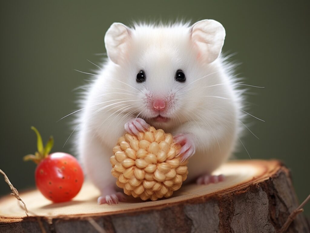 hamster with food