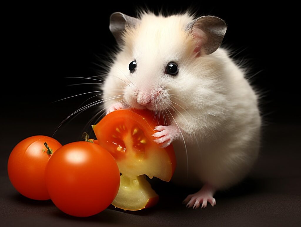 Hamster eat tomatoes