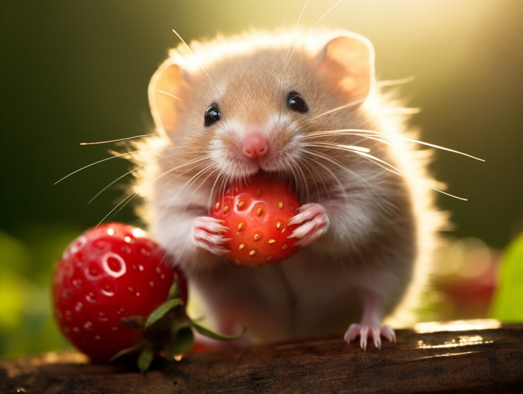 hamster eat strawberries