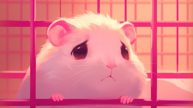sad and lonely hamster in cage