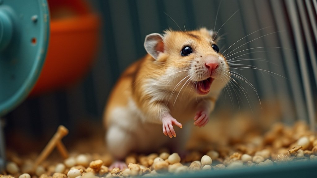 Imagine a hamster in its cage making a series of short, sharp squeaks