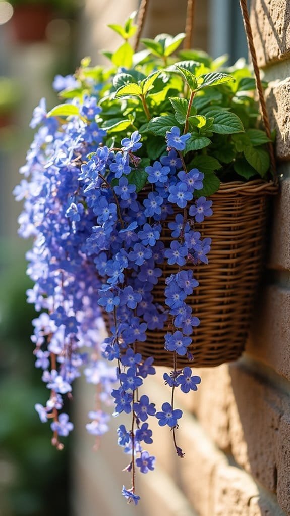 cool blue cascading flowers