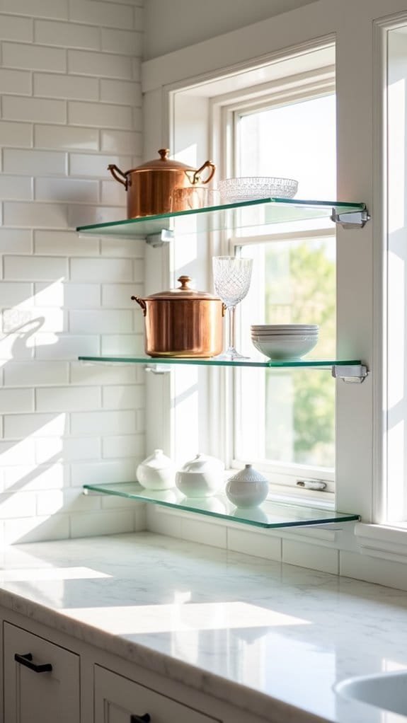 elegant glass shelving design