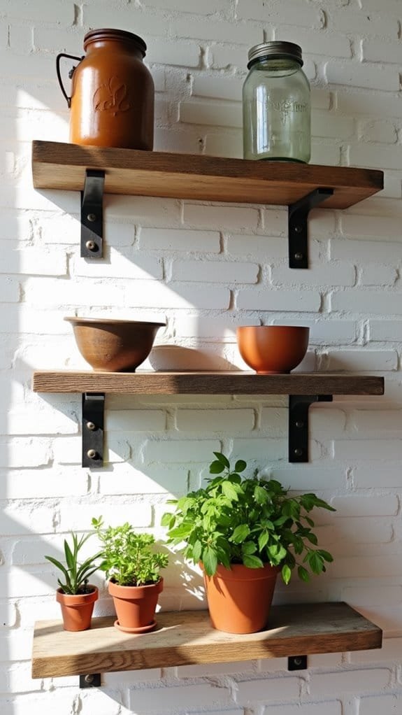 rustic reclaimed wood shelves