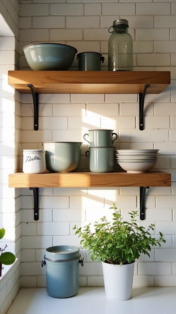 wooden shelves with brackets